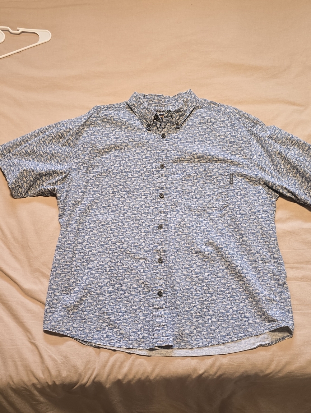 Woolrich Light Blue Printed Short-Sleeve Button-Down Shirt